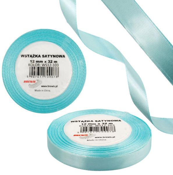 Wstążka satynowa 12mmx32m Baby Blue WS12-103 Brewis